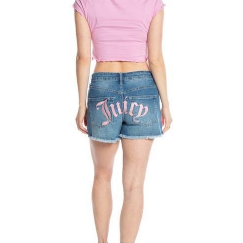 Juicy Couture Blue Denim Shorts with Pink Logo
